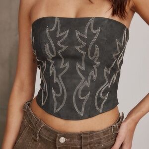 12th Tribe Smoke Show Faux Leather Tube Top Size SS PRE-ORDER LATE MAY 2024